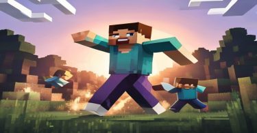 Jogador teleportando no Minecraft