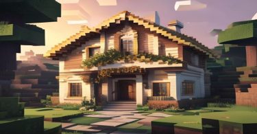 Casa segura no Minecraft com portas e janelas fechadas