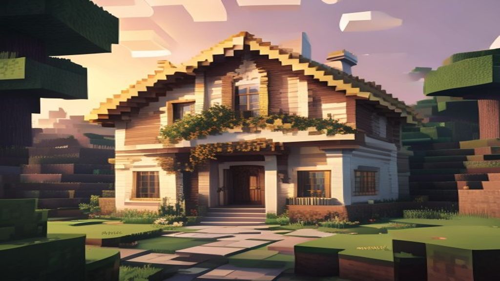 Casa segura no Minecraft com portas e janelas fechadas