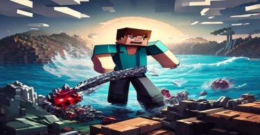 Jogador minerando diamantes no Minecraft