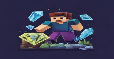 Jogador de Minecraft minerando diamante em uma mina