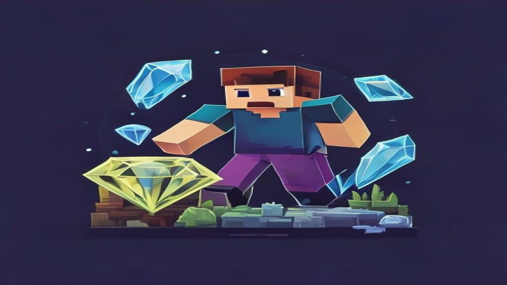 Jogador de Minecraft minerando diamante em uma mina