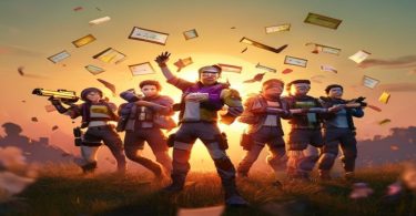 Personagens de Free Fire com códigos e recompensas flutuando, representando a busca por 'codiguins' da Garena.