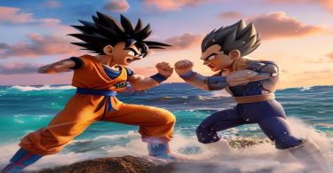 Goku e Vegeta em uma pose de luta