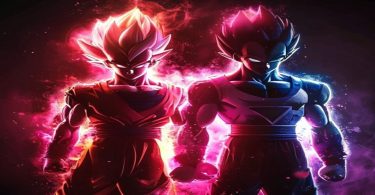 Goku e Vegeta em uma pose épica