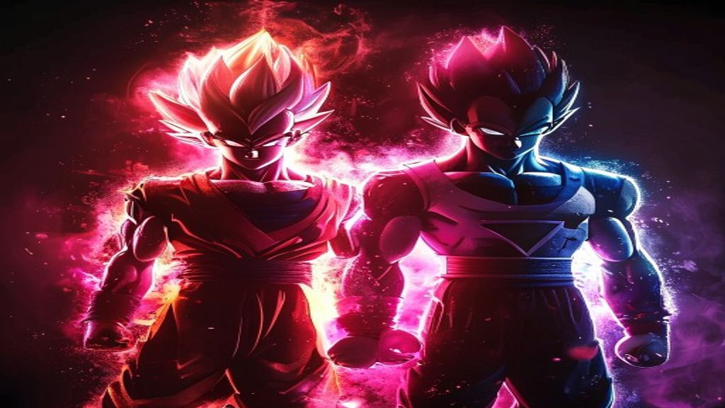 Goku e Vegeta em uma pose épica