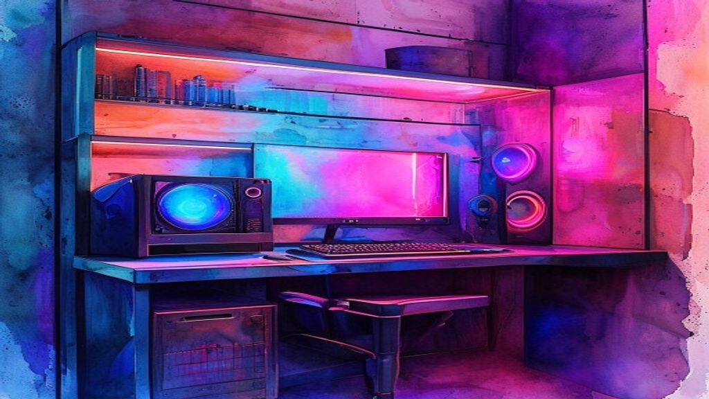 Gabinete de PC gamer com iluminação e ventilação