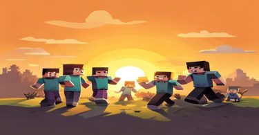 Jogadores de Minecraft jogando juntos online
