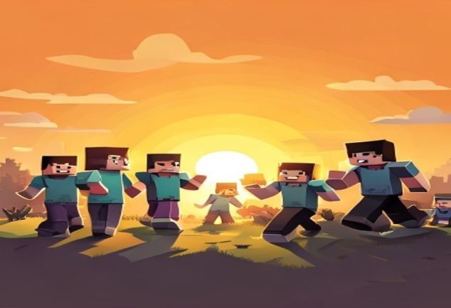 Jogadores de Minecraft jogando juntos online