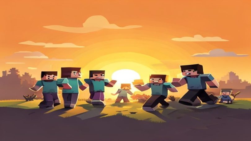 Jogadores de Minecraft jogando juntos online
