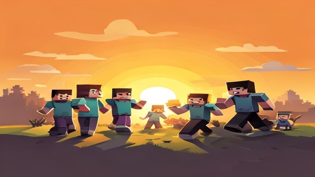 Jogadores de Minecraft jogando juntos online
