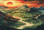 Mapa de Middle-earth com as principais localizações de Senhor dos Anéis e Hobbit