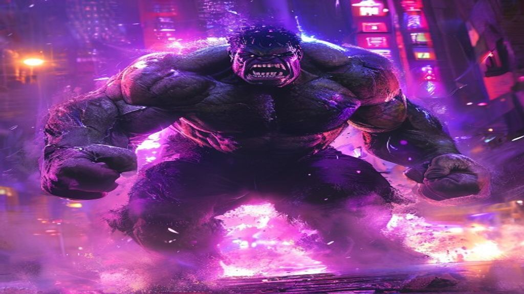 Hulk usando sua força para levantar um carro