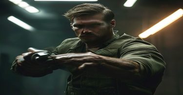 Homem de Ferro voando com sua armadura