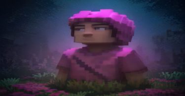 Jogador de Minecraft em um bioma desértico