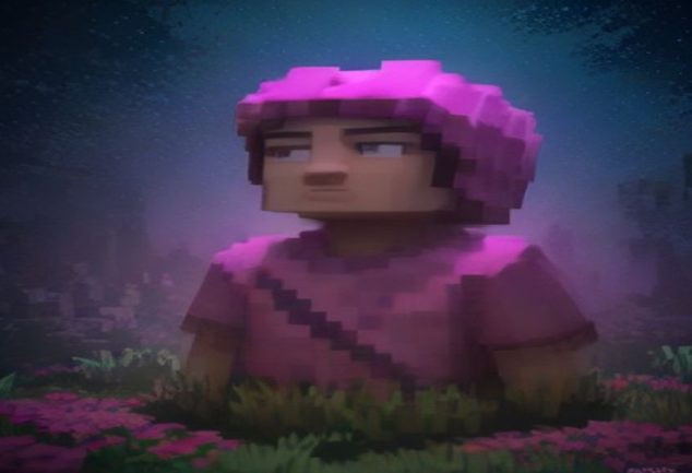 Jogador de Minecraft em um bioma desértico