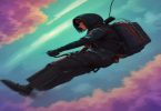 CJ com jetpack em GTA San Andreas, usando truques de voo