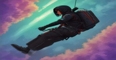 CJ com jetpack em GTA San Andreas, usando truques de voo