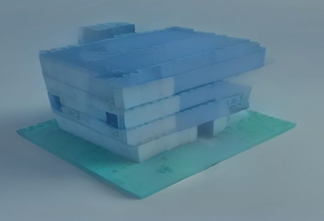 Blueprint digital de uma estrutura avançada no Minecraft, com detalhes de planejamento