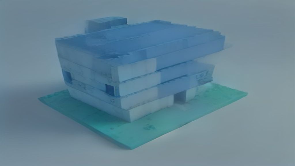 Blueprint digital de uma estrutura avançada no Minecraft, com detalhes de planejamento