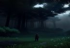 Jogador explorando bioma de floresta em Minecraft