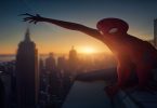 Homem-Aranha Peter Parker lançando teia em Nova York
