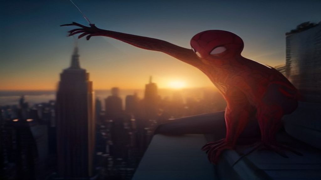 Homem-Aranha Peter Parker lançando teia em Nova York